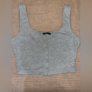 SHEIN Gray Cropped Buttoned Tank Top